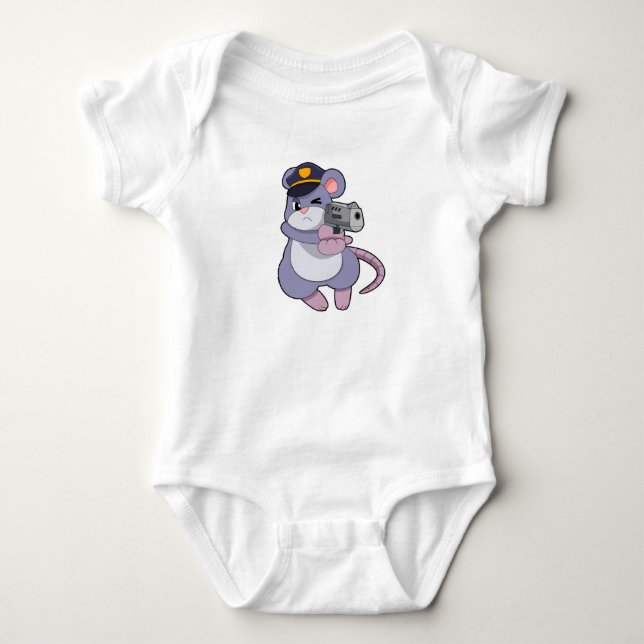 Mouse as Police officer with Police hat Baby Bodysuit (Front)