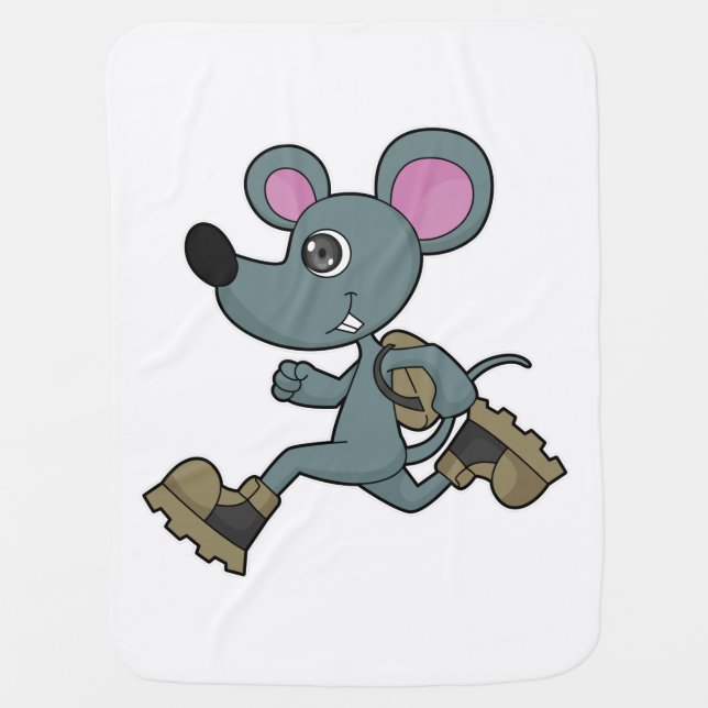 Mouse as Runner with Backpack Baby Blanket (Front)