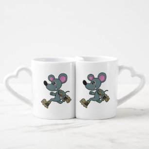 Mouse as Runner with Backpack Coffee Mug Set