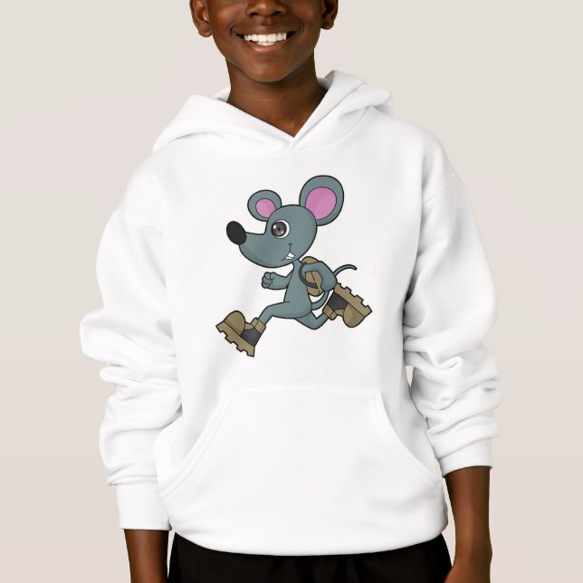 Mouse as Runner with Backpack Hoodie (Front)