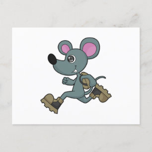 Mouse as Runner with Backpack Postcard