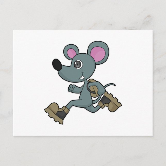 Mouse as Runner with Backpack Postcard (Front)