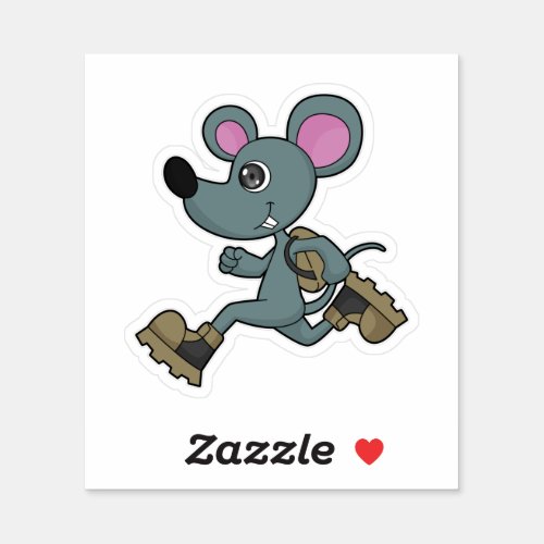 Mouse as Runner with Backpack Sticker