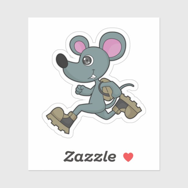 Mouse as Runner with Backpack Sticker (Sheet)