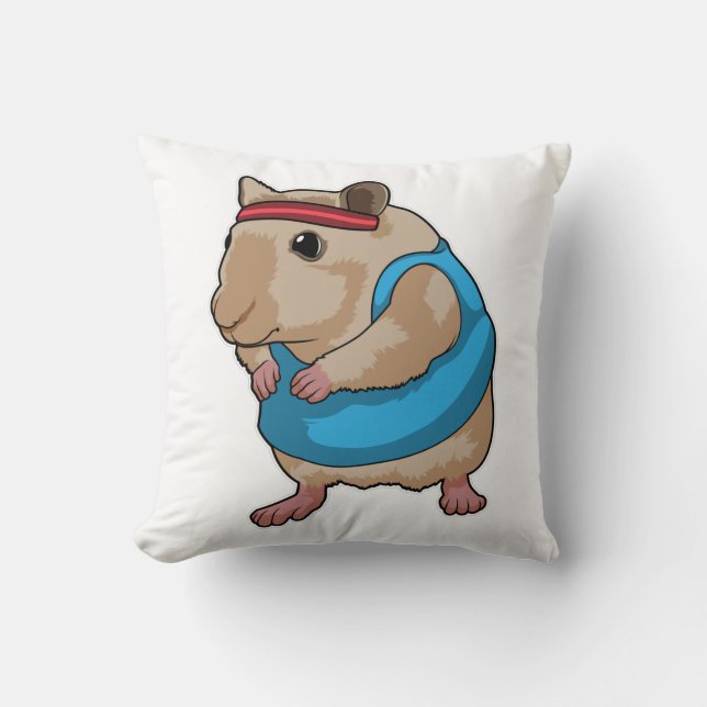 Mouse as Runner with Headband Throw Pillow (Front)