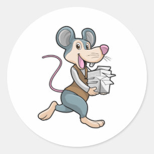 Mouse as Secretary with Paper Classic Round Sticker
