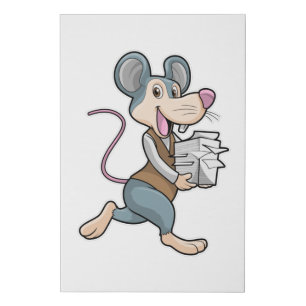 Mouse as Secretary with Paper Faux Canvas Print