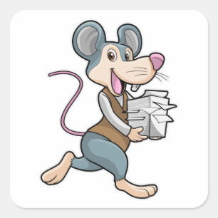 Mouse as Secretary with Paper Square Sticker