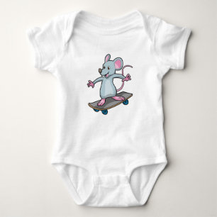 Mouse as Skater with Skateboard Baby Bodysuit