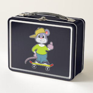 Mouse as Skater with Skateboard Metal Lunch Box