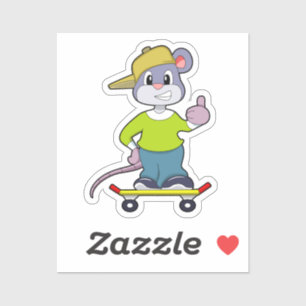 Mouse as Skater with Skateboard Sticker