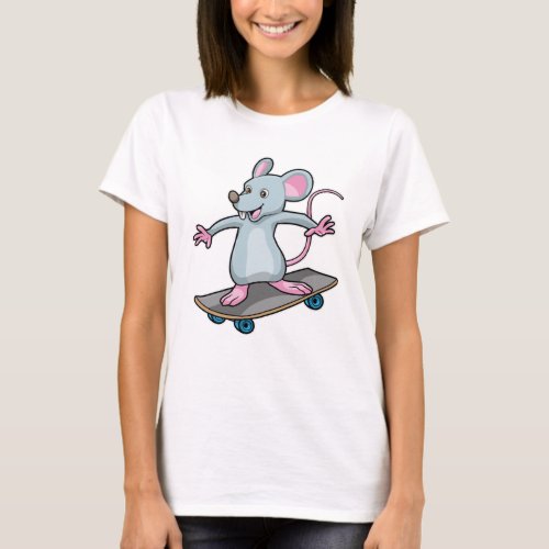 Mouse as Skater with Skateboard T_Shirt