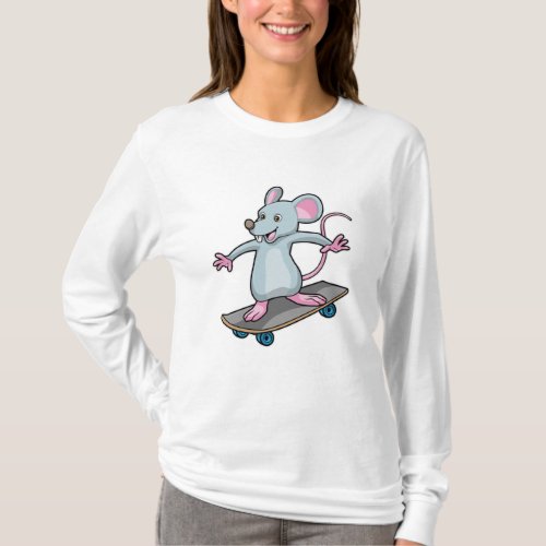 Mouse as Skater with Skateboard T_Shirt