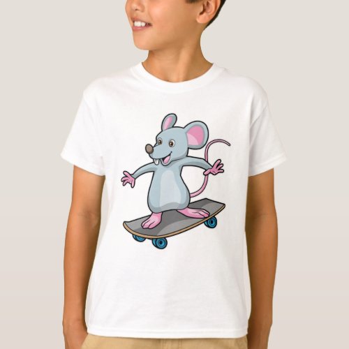 Mouse as Skater with Skateboard T_Shirt