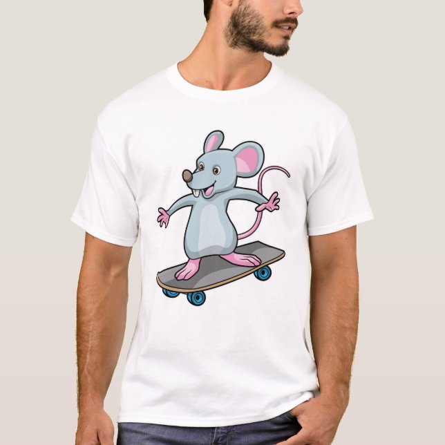Mouse as Skater with Skateboard T-Shirt (Front)