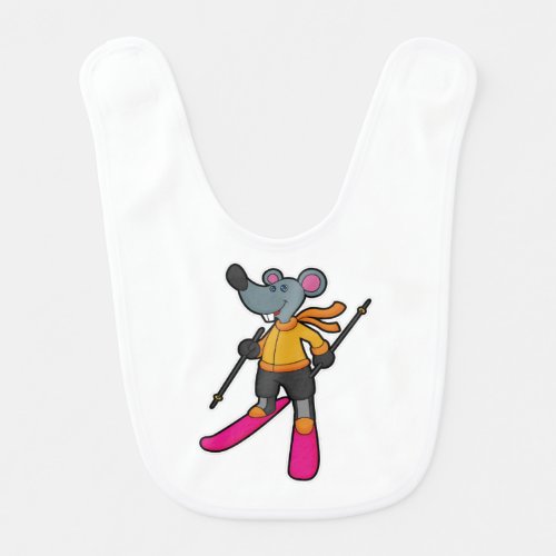 Mouse as Skier with Ski Baby Bib