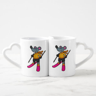 Mouse as Skier with Ski Coffee Mug Set