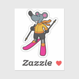 Mouse as Skier with Ski Sticker
