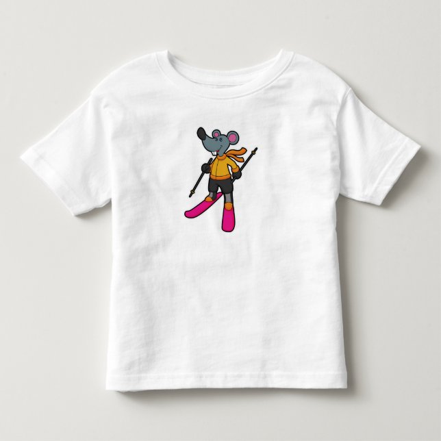 Mouse as Skier with Ski Toddler T-shirt (Front)