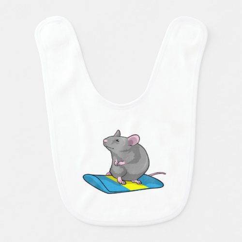 Mouse as Snowboarder with Snowboard Baby Bib
