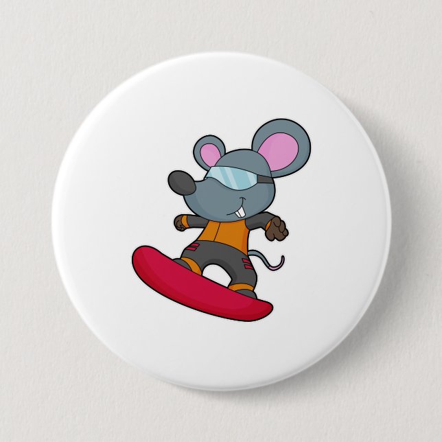 Mouse as Snowboarder with Snowboard Button (Front)