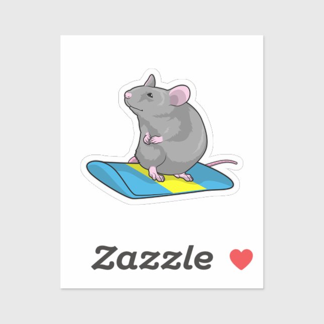 Mouse as Snowboarder with Snowboard Sticker (Sheet)