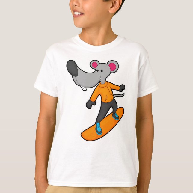 Mouse as Snowboarder with Snowboard T-Shirt (Front)