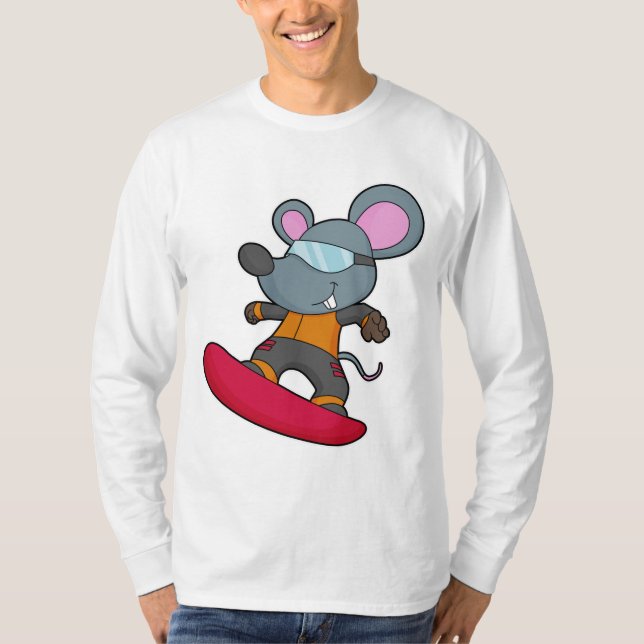 Mouse as Snowboarder with Snowboard T-Shirt (Front)