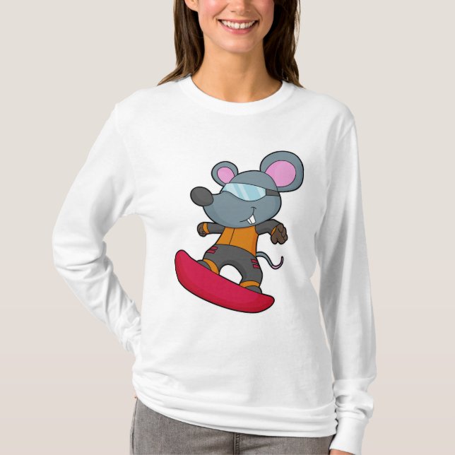 Mouse as Snowboarder with Snowboard T-Shirt (Front)