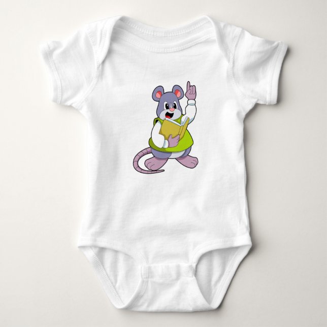 Mouse as Teacher with Book Baby Bodysuit (Front)