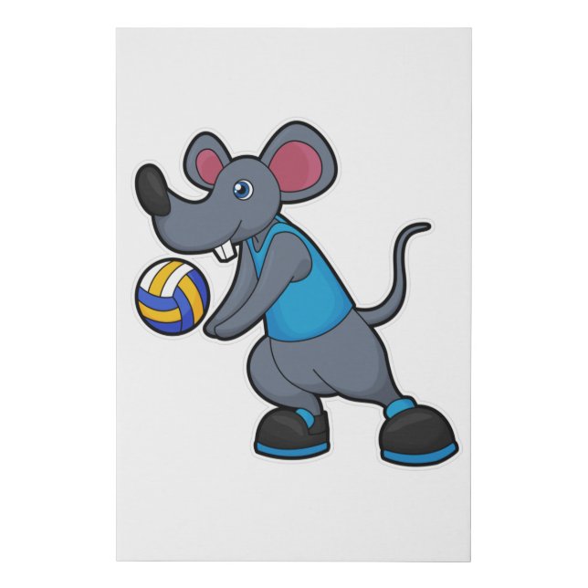 Mouse as Volleyball player with Volleyball Faux Canvas Print (Front)