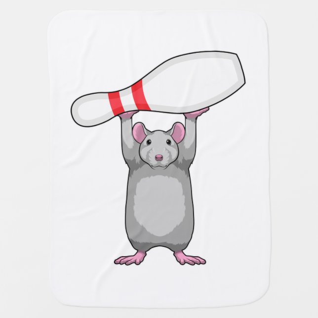 Mouse at Bowling with Bowling pin Baby Blanket (Front)