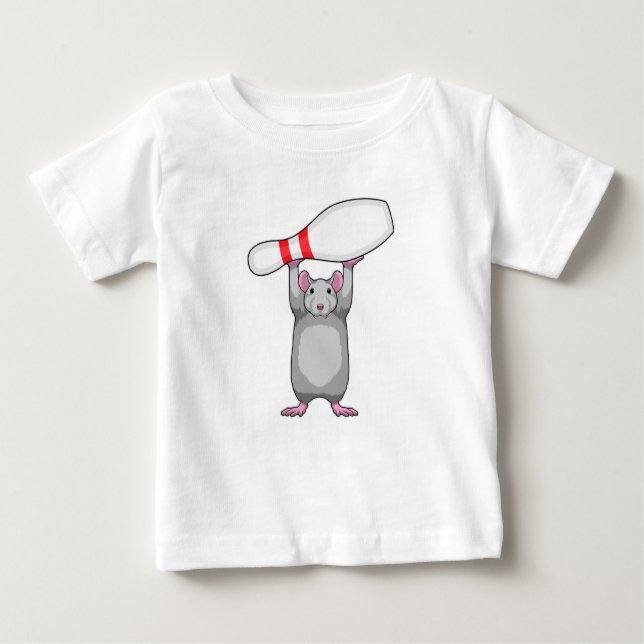 Mouse at Bowling with Bowling pin Baby T-Shirt (Front)