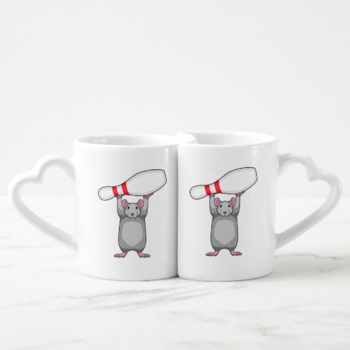 Mouse at Bowling with Bowling pin Coffee Mug Set