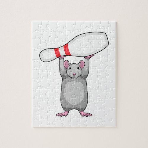 Mouse at Bowling with Bowling pin Jigsaw Puzzle