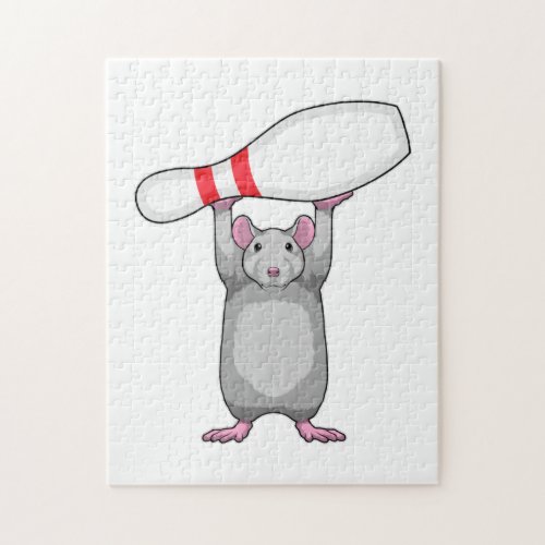 Mouse at Bowling with Bowling pin Jigsaw Puzzle