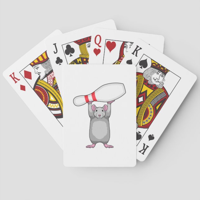 Mouse at Bowling with Bowling pin Poker Cards (Back)