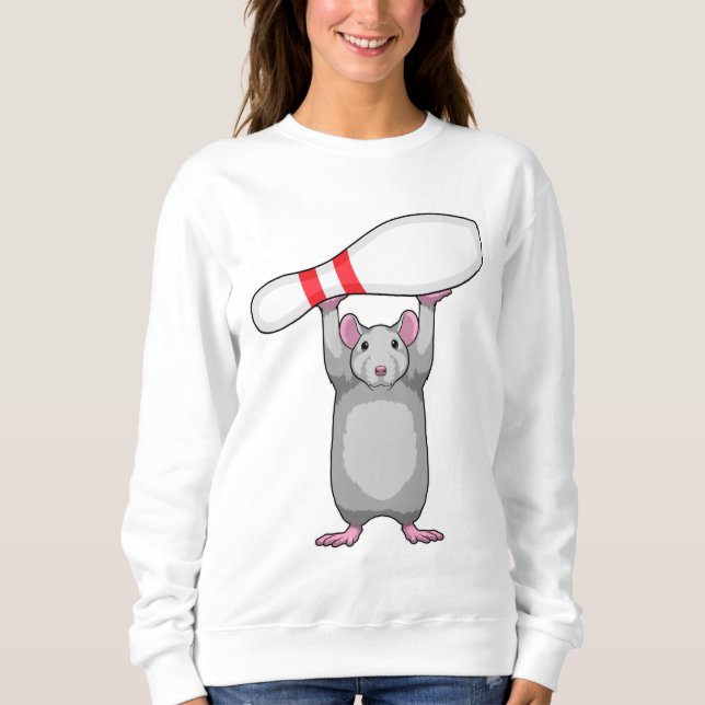 Mouse at Bowling with Bowling pin Sweatshirt (Front)
