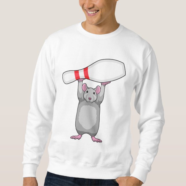 Mouse at Bowling with Bowling pin Sweatshirt (Front)