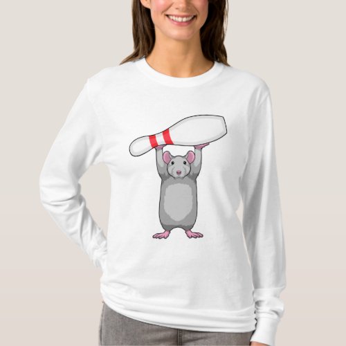 Mouse at Bowling with Bowling pin T_Shirt