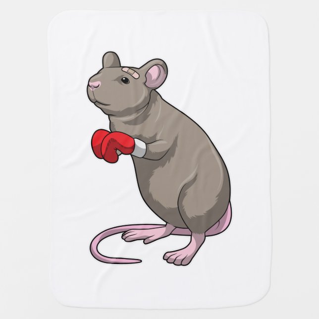 Mouse at Boxing with Boxing gloves Baby Blanket (Front)