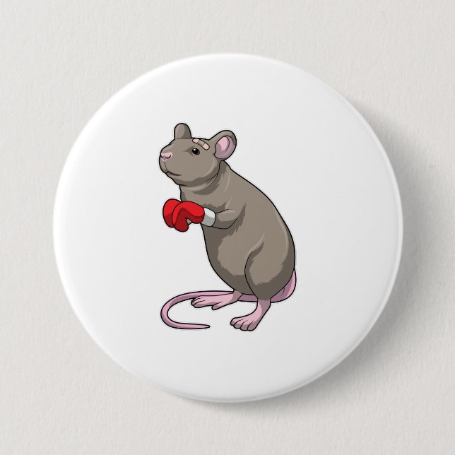 Mouse at Boxing with Boxing gloves Button (Front)