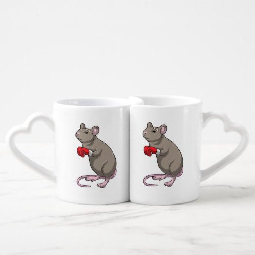 Mouse at Boxing with Boxing gloves Coffee Mug Set