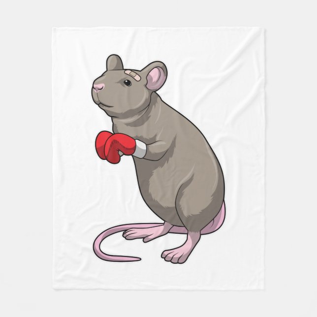 Mouse at Boxing with Boxing gloves Fleece Blanket (Front)
