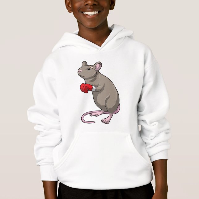 Mouse at Boxing with Boxing gloves Hoodie (Front)