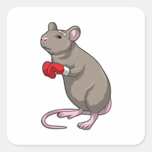 Mouse at Boxing with Boxing gloves Square Sticker