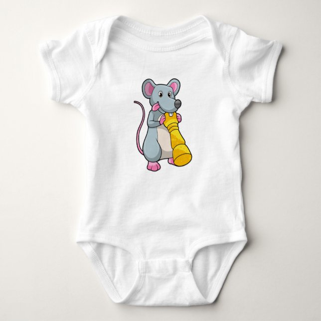 Mouse at Chess with Chess piece Pawn Baby Bodysuit (Front)