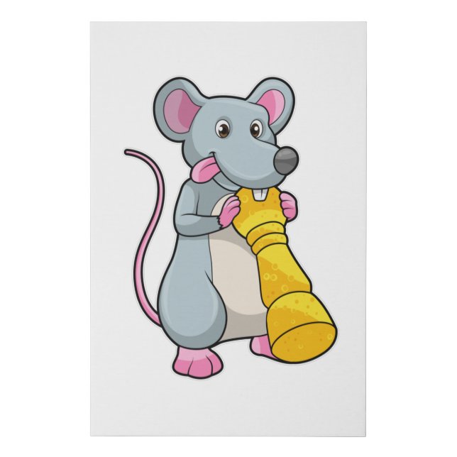Mouse at Chess with Chess piece Pawn Faux Canvas Print (Front)