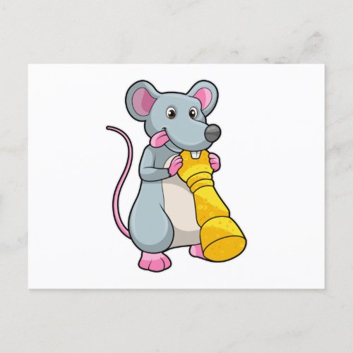 Mouse at Chess with Chess piece Pawn Postcard