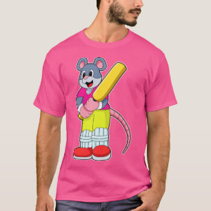 Mouse at Cricket with Cricket bat1 T-Shirt
